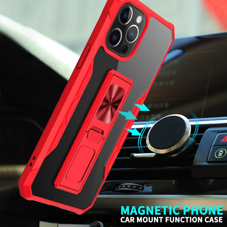 For iPhone 12 Pro Max Clear Acrylic + Shockproof TPU Magnetic Protective Case with Invisible Holder