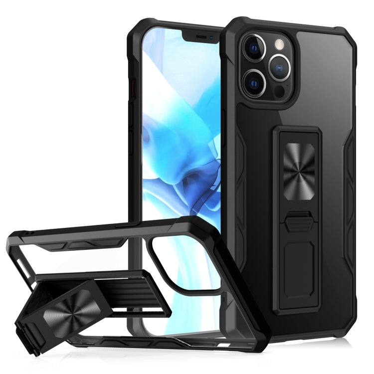 For iPhone 12 Pro Max Clear Acrylic + Shockproof TPU Magnetic Protective Case with Invisible Holder