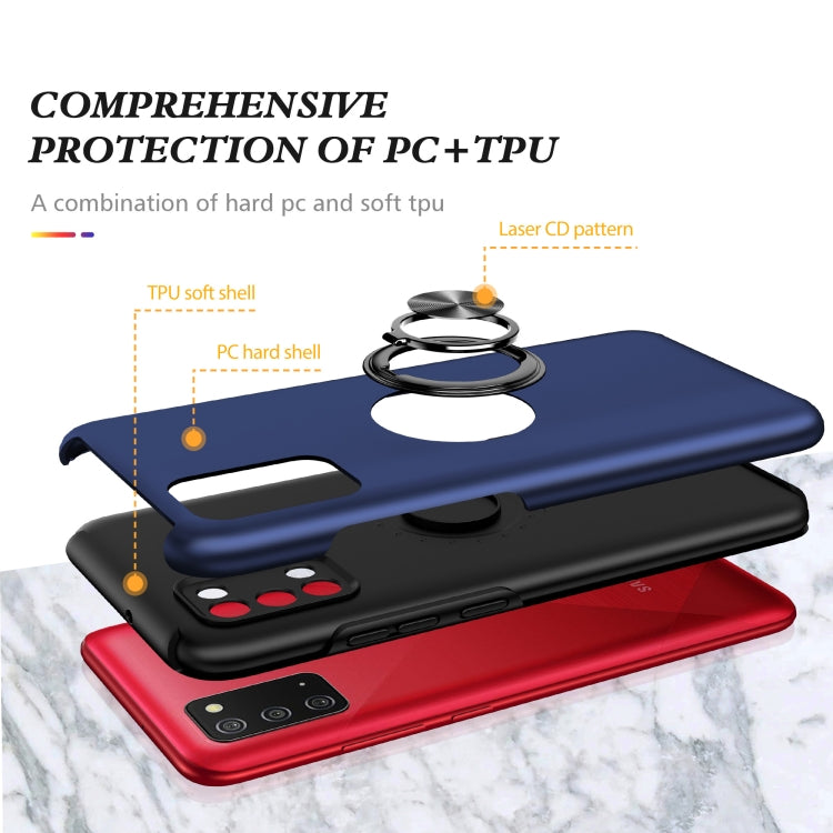 For Samsung Galaxy A02s US Version PC + TPU Shockproof Magnetic Protective Case with Invisible Ring Holder