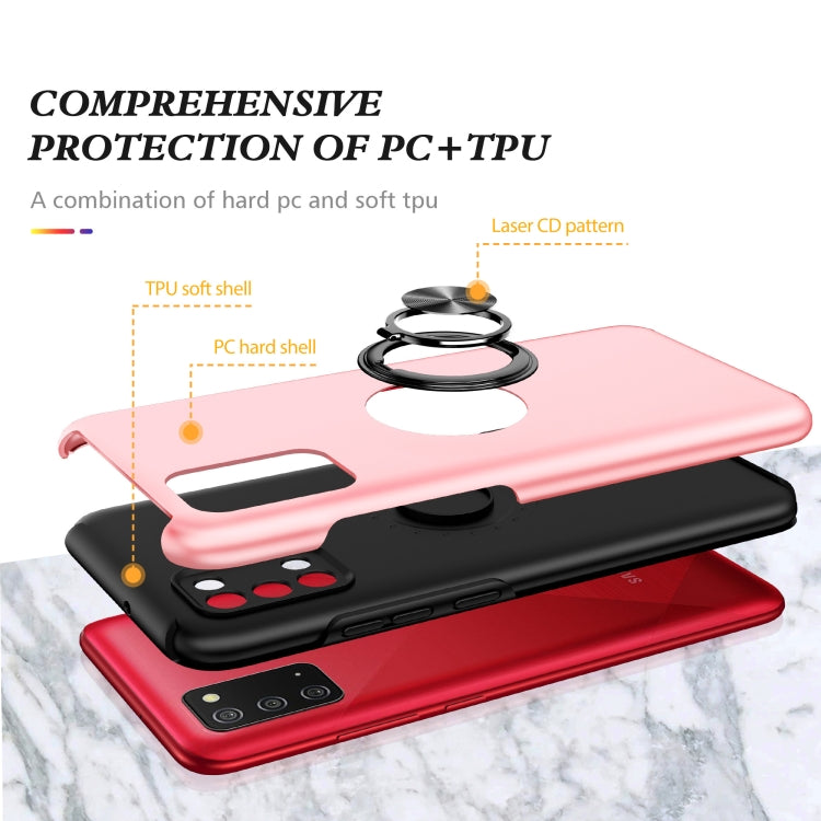 For Samsung Galaxy A02s US Version PC + TPU Shockproof Magnetic Protective Case with Invisible Ring Holder