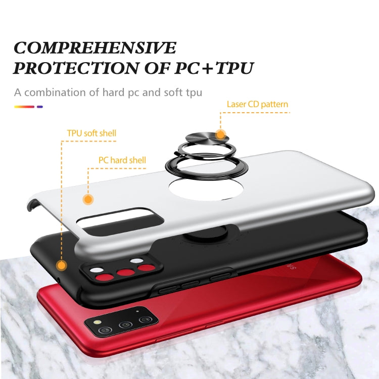 For Samsung Galaxy A02s US Version PC + TPU Shockproof Magnetic Protective Case with Invisible Ring Holder