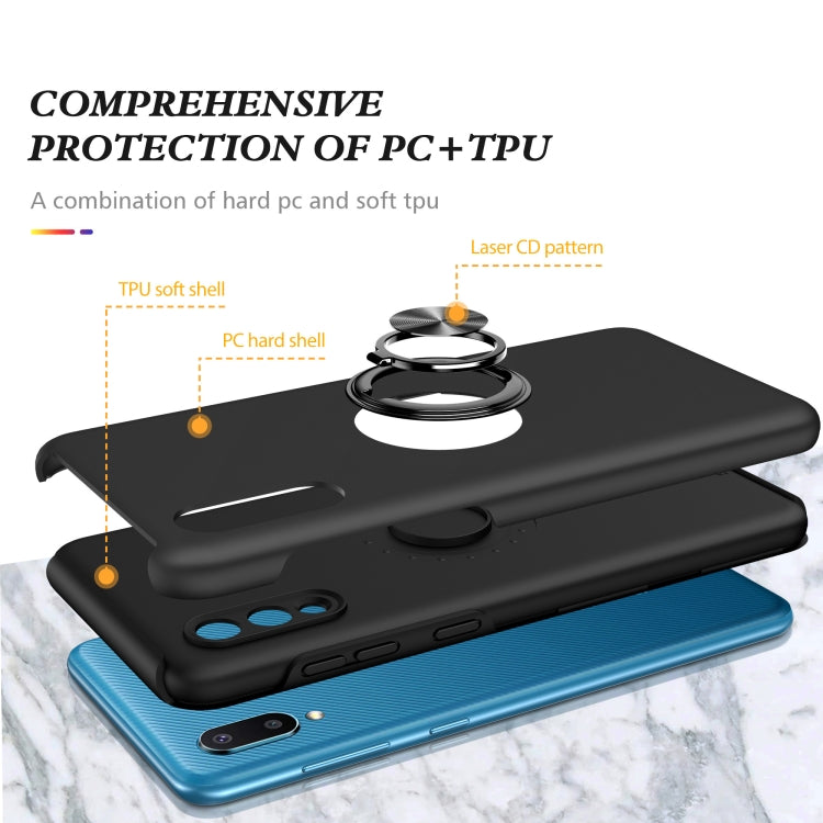 For Samsung Galaxy A02 EU Version PC + TPU Shockproof Magnetic Protective Case with Invisible Ring Holder