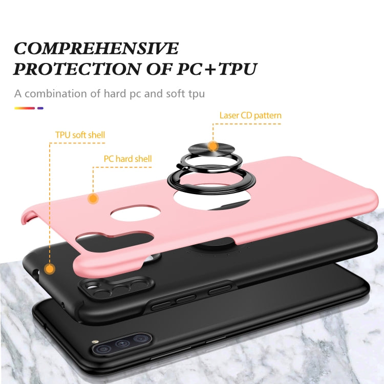 For Samsung Galaxy A11 PC + TPU Shockproof Magnetic Protective Case with Invisible Ring Holder