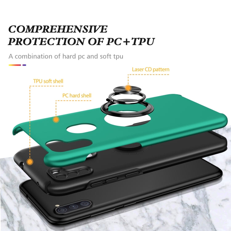 For Samsung Galaxy A11 PC + TPU Shockproof Magnetic Protective Case with Invisible Ring Holder