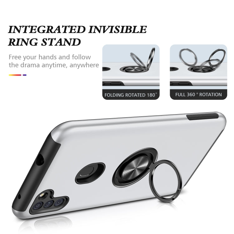 For Samsung Galaxy A11 PC + TPU Shockproof Magnetic Protective Case with Invisible Ring Holder