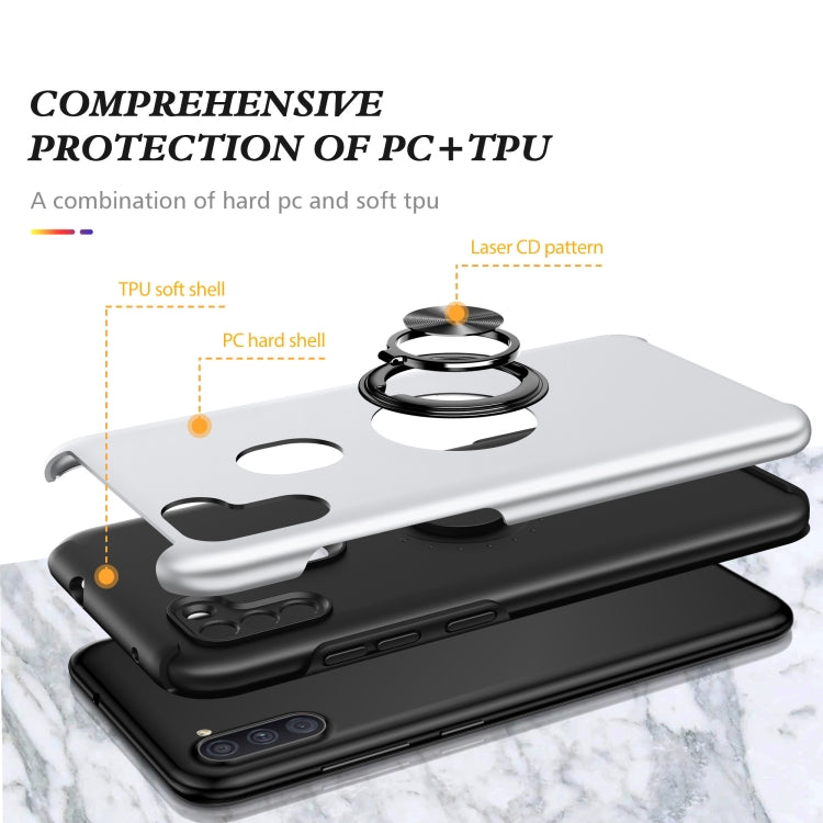 For Samsung Galaxy A11 PC + TPU Shockproof Magnetic Protective Case with Invisible Ring Holder