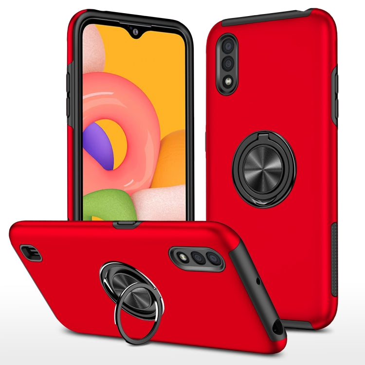 For Samsung Galaxy A01 PC + TPU Shockproof Magnetic Protective Case with Invisible Ring Holder