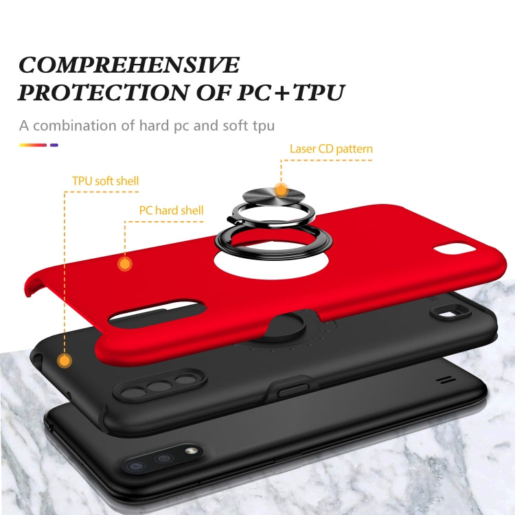 For Samsung Galaxy A01 PC + TPU Shockproof Magnetic Protective Case with Invisible Ring Holder