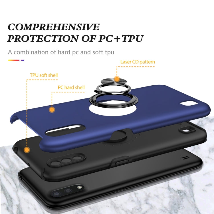 For Samsung Galaxy A01 PC + TPU Shockproof Magnetic Protective Case with Invisible Ring Holder