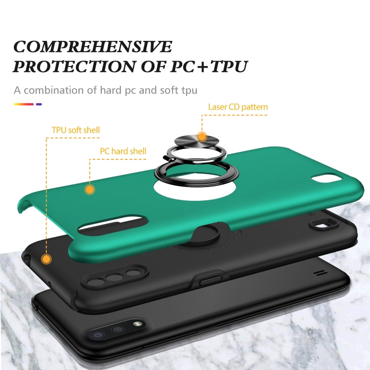 For Samsung Galaxy A01 PC + TPU Shockproof Magnetic Protective Case with Invisible Ring Holder