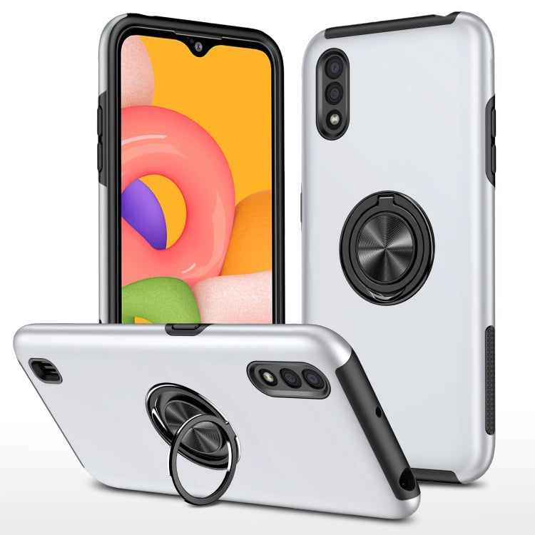For Samsung Galaxy A01 PC + TPU Shockproof Magnetic Protective Case with Invisible Ring Holder
