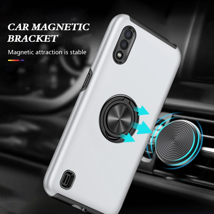 For Samsung Galaxy A01 PC + TPU Shockproof Magnetic Protective Case with Invisible Ring Holder