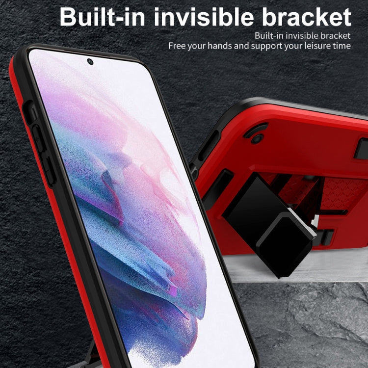 For Samsung Galaxy S21 FE 2 in 1 PC + TPU Shockproof Protective Case with Invisible Holder