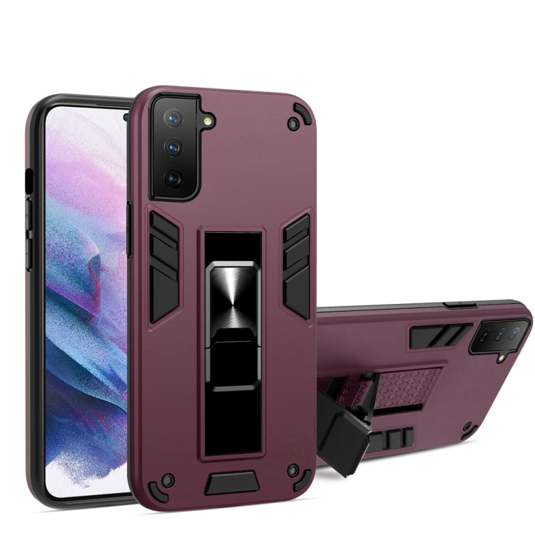 For Samsung Galaxy S21 FE 2 in 1 PC + TPU Shockproof Protective Case with Invisible Holder