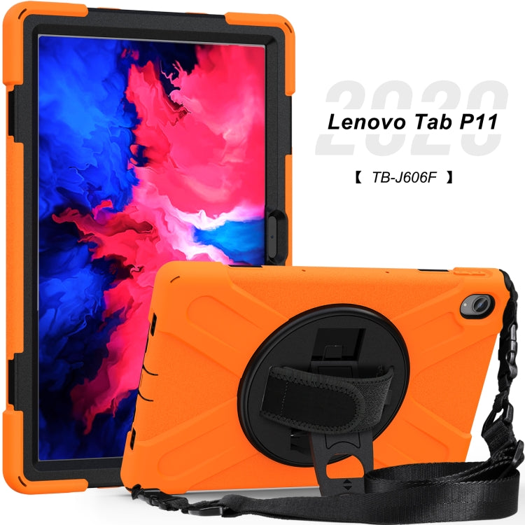 For Lenovo Tab P11 TB-J606F / Pad 11 Plus 2021 Shockproof Colorful Silicone + PC Protective Case with Holder & Hand Strap & Shoulder Strap