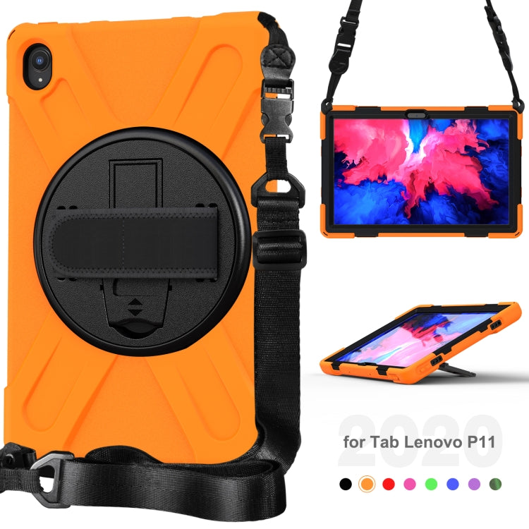 For Lenovo Tab P11 TB-J606F / Pad 11 Plus 2021 Shockproof Colorful Silicone + PC Protective Case with Holder & Hand Strap & Shoulder Strap