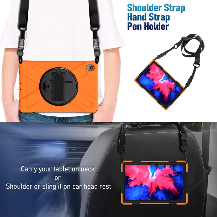 For Lenovo Tab P11 TB-J606F / Pad 11 Plus 2021 Shockproof Colorful Silicone + PC Protective Case with Holder & Hand Strap & Shoulder Strap