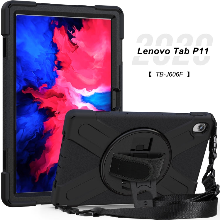 For Lenovo Tab P11 TB-J606F / Pad 11 Plus 2021 Shockproof Colorful Silicone + PC Protective Case with Holder & Hand Strap & Shoulder Strap