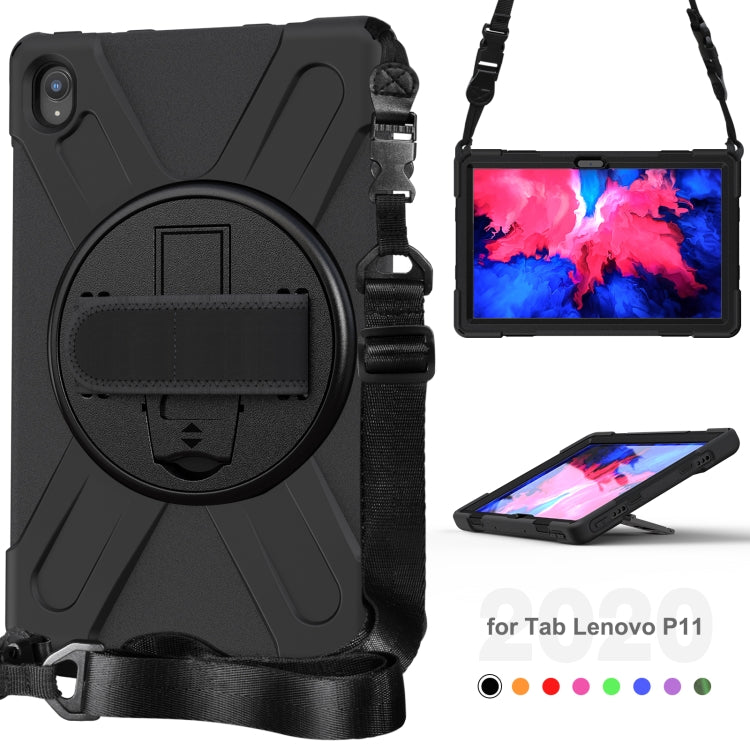 For Lenovo Tab P11 TB-J606F / Pad 11 Plus 2021 Shockproof Colorful Silicone + PC Protective Case with Holder & Hand Strap & Shoulder Strap