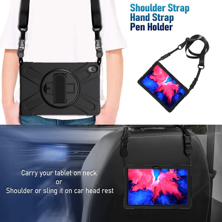 For Lenovo Tab P11 TB-J606F / Pad 11 Plus 2021 Shockproof Colorful Silicone + PC Protective Case with Holder & Hand Strap & Shoulder Strap
