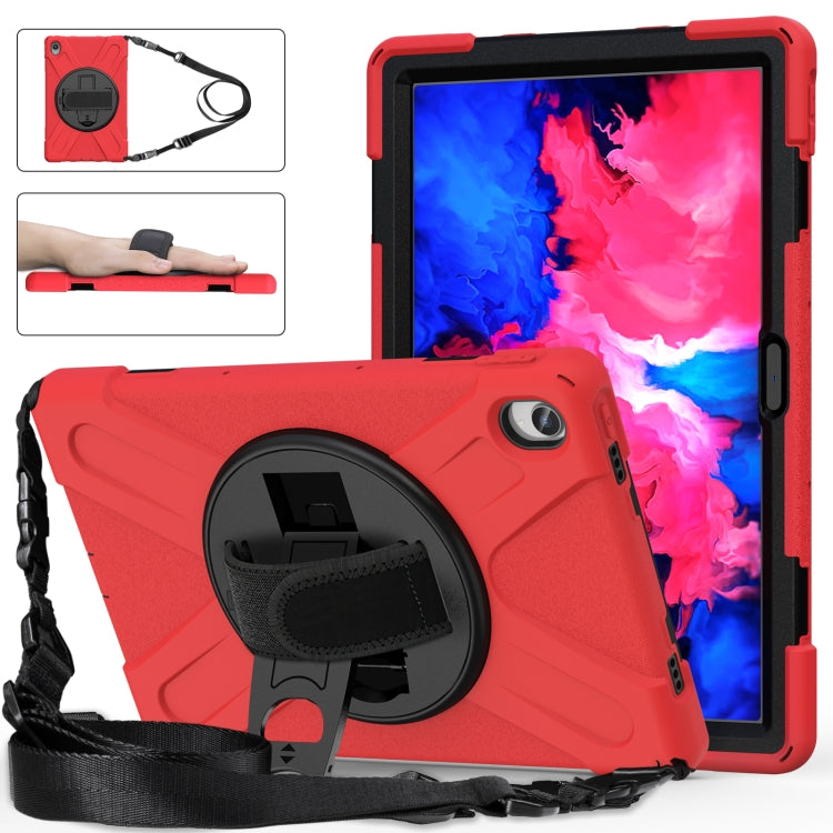 For Lenovo Tab P11 TB-J606F / Pad 11 Plus 2021 Shockproof Colorful Silicone + PC Protective Case with Holder & Hand Strap & Shoulder Strap
