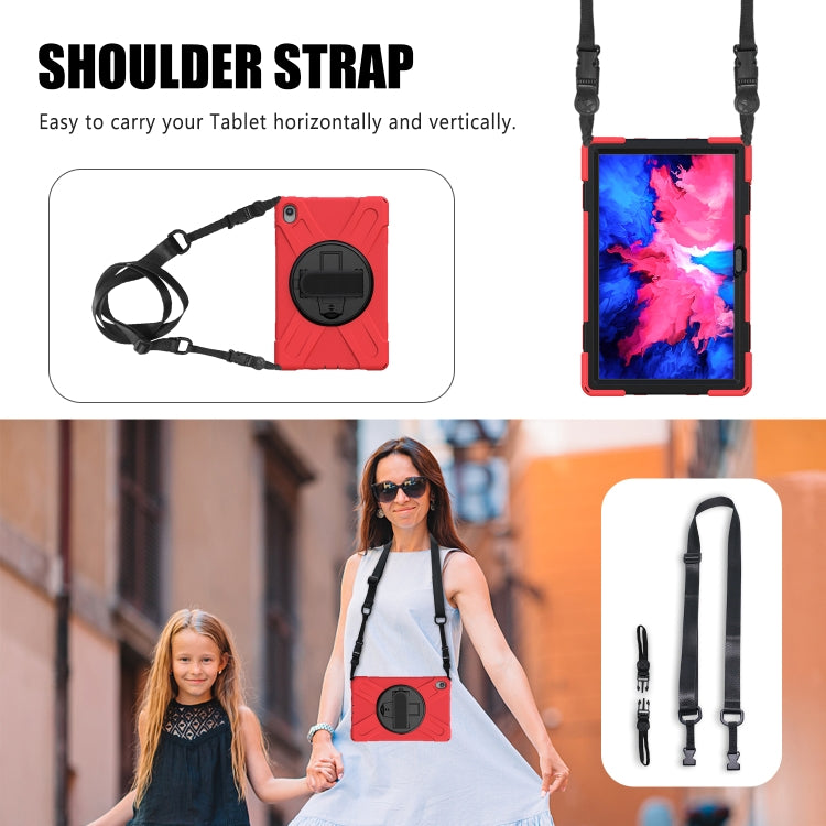 For Lenovo Tab P11 TB-J606F / Pad 11 Plus 2021 Shockproof Colorful Silicone + PC Protective Case with Holder & Hand Strap & Shoulder Strap