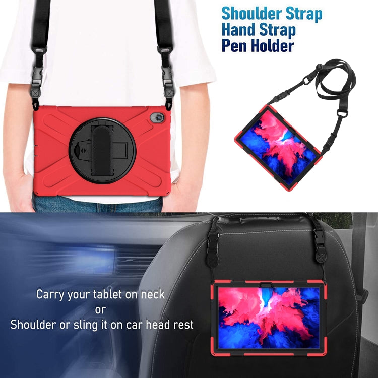 For Lenovo Tab P11 TB-J606F / Pad 11 Plus 2021 Shockproof Colorful Silicone + PC Protective Case with Holder & Hand Strap & Shoulder Strap