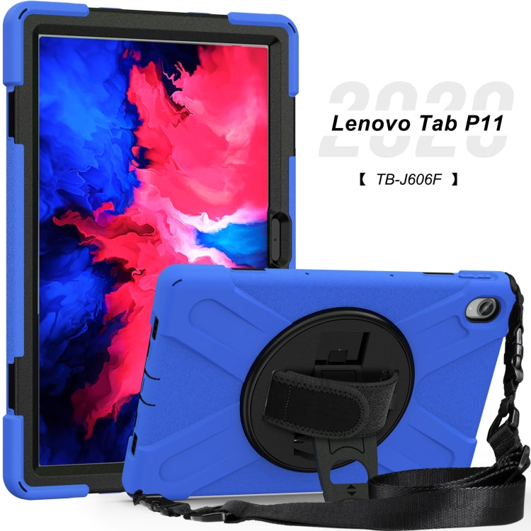 For Lenovo Tab P11 TB-J606F / Pad 11 Plus 2021 Shockproof Colorful Silicone + PC Protective Case with Holder & Hand Strap & Shoulder Strap