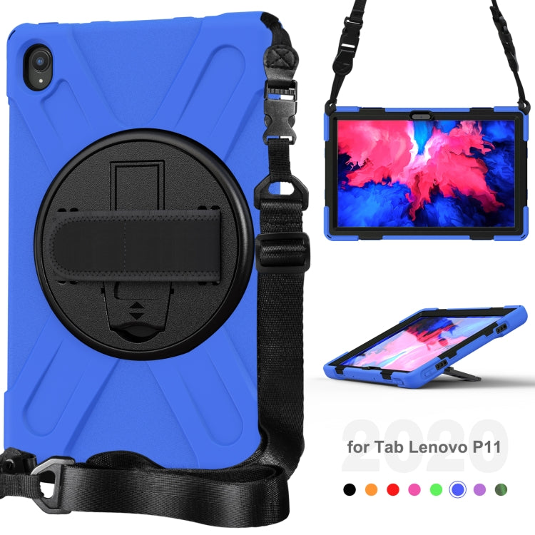 For Lenovo Tab P11 TB-J606F / Pad 11 Plus 2021 Shockproof Colorful Silicone + PC Protective Case with Holder & Hand Strap & Shoulder Strap