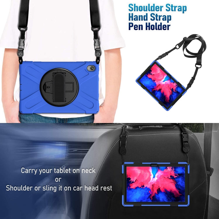 For Lenovo Tab P11 TB-J606F / Pad 11 Plus 2021 Shockproof Colorful Silicone + PC Protective Case with Holder & Hand Strap & Shoulder Strap