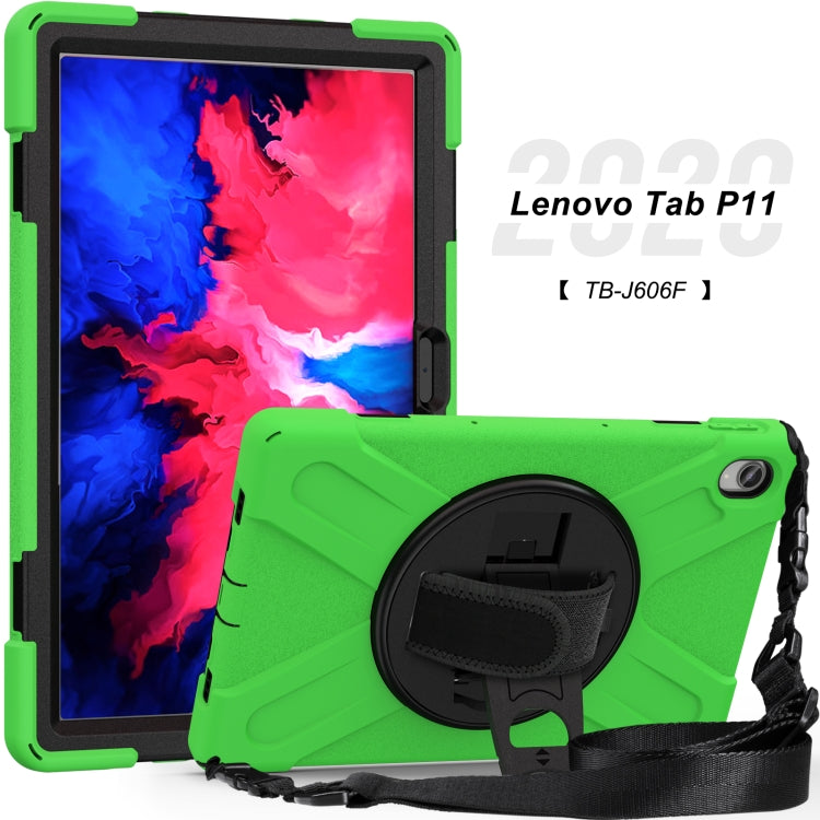 For Lenovo Tab P11 TB-J606F / Pad 11 Plus 2021 Shockproof Colorful Silicone + PC Protective Case with Holder & Hand Strap & Shoulder Strap