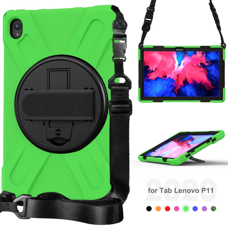 For Lenovo Tab P11 TB-J606F / Pad 11 Plus 2021 Shockproof Colorful Silicone + PC Protective Case with Holder & Hand Strap & Shoulder Strap