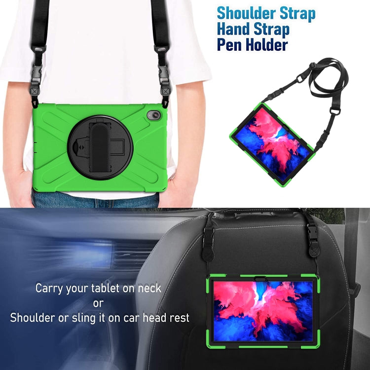For Lenovo Tab P11 TB-J606F / Pad 11 Plus 2021 Shockproof Colorful Silicone + PC Protective Case with Holder & Hand Strap & Shoulder Strap