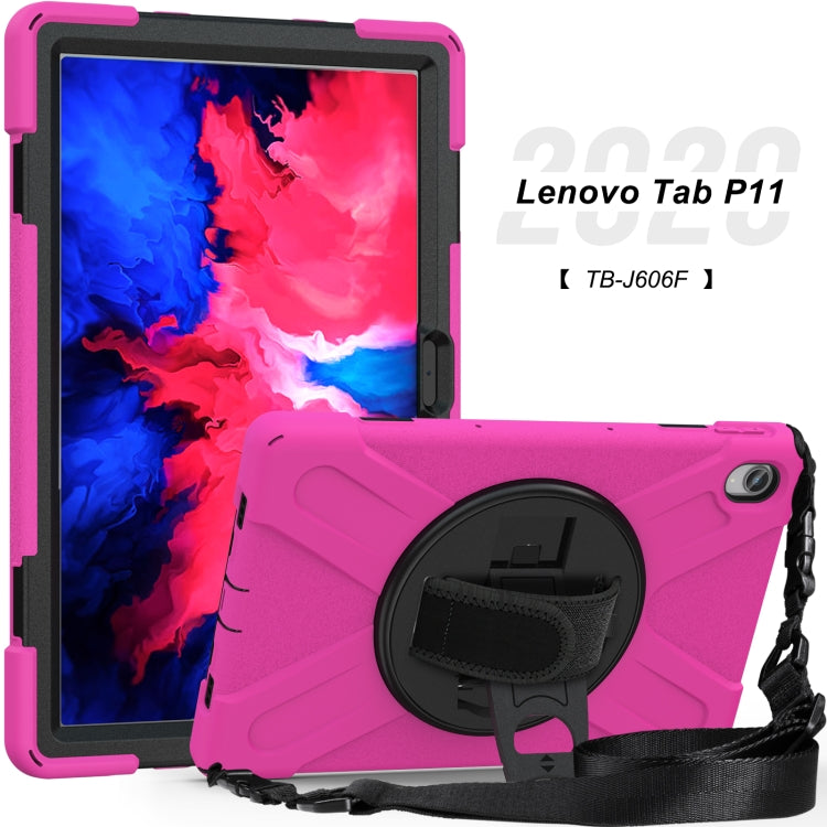For Lenovo Tab P11 TB-J606F / Pad 11 Plus 2021 Shockproof Colorful Silicone + PC Protective Case with Holder & Hand Strap & Shoulder Strap