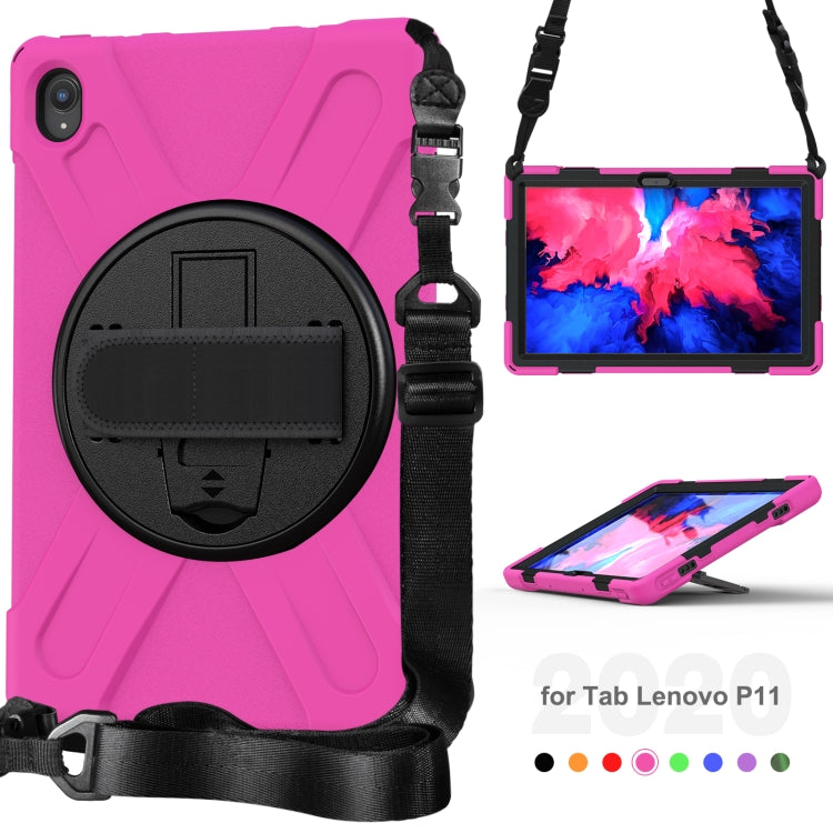 For Lenovo Tab P11 TB-J606F / Pad 11 Plus 2021 Shockproof Colorful Silicone + PC Protective Case with Holder & Hand Strap & Shoulder Strap