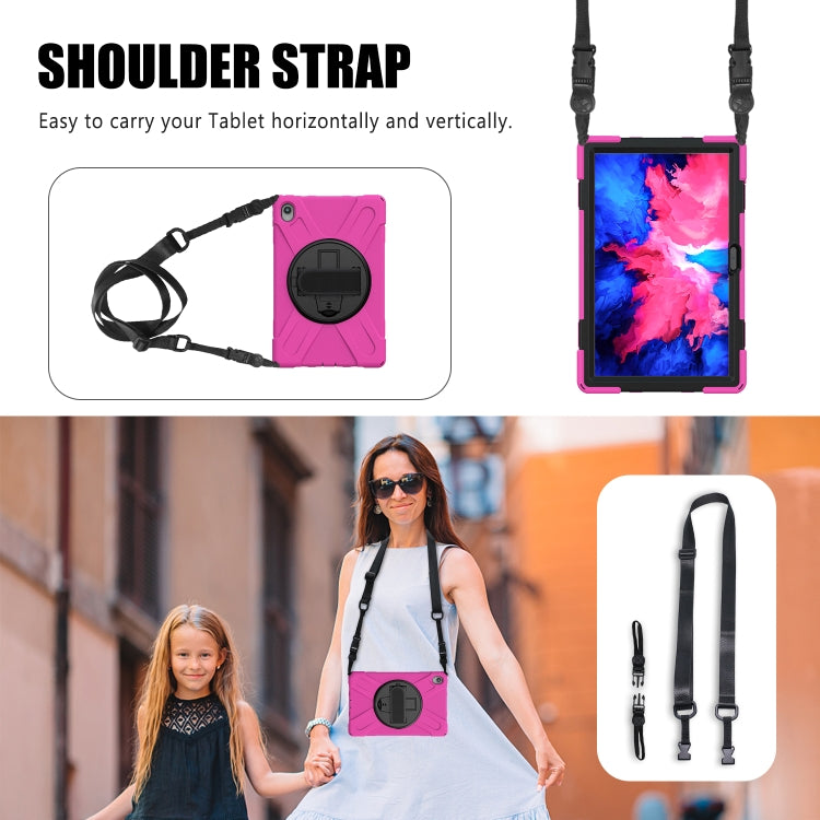 For Lenovo Tab P11 TB-J606F / Pad 11 Plus 2021 Shockproof Colorful Silicone + PC Protective Case with Holder & Hand Strap & Shoulder Strap