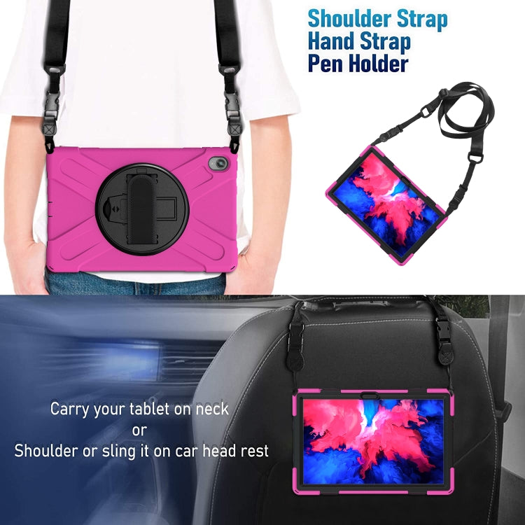 For Lenovo Tab P11 TB-J606F / Pad 11 Plus 2021 Shockproof Colorful Silicone + PC Protective Case with Holder & Hand Strap & Shoulder Strap
