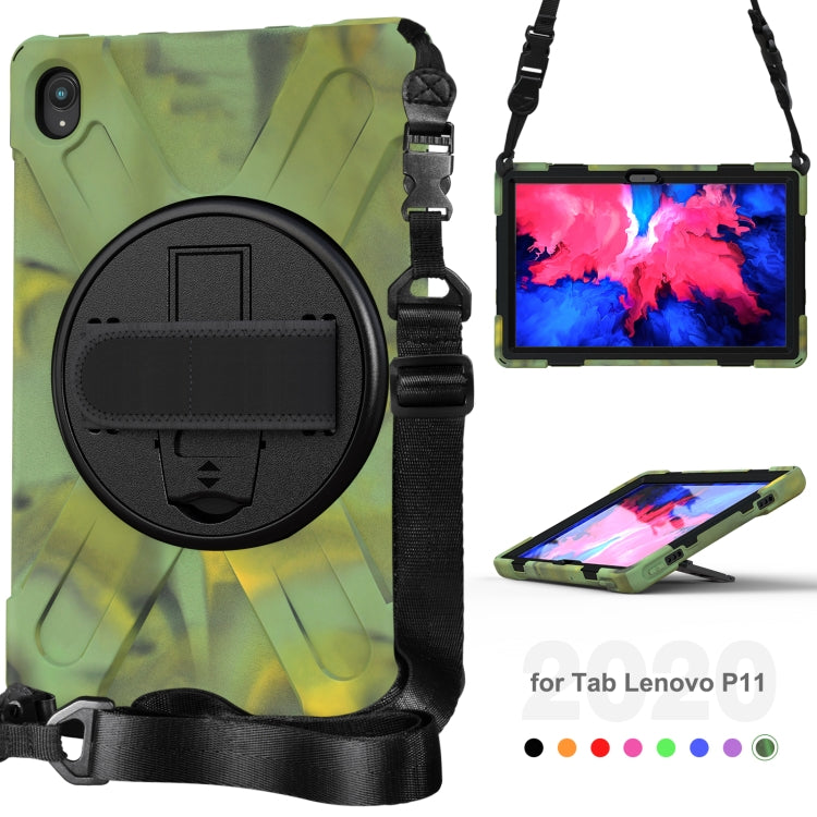For Lenovo Tab P11 TB-J606F / Pad 11 Plus 2021 Shockproof Colorful Silicone + PC Protective Case with Holder & Hand Strap & Shoulder Strap