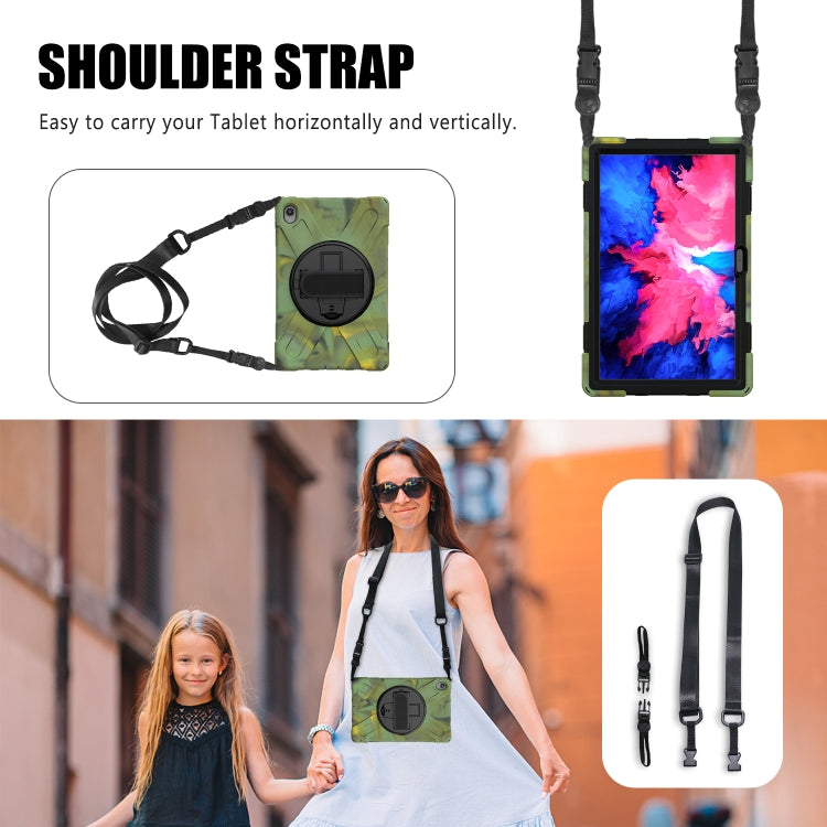 For Lenovo Tab P11 TB-J606F / Pad 11 Plus 2021 Shockproof Colorful Silicone + PC Protective Case with Holder & Hand Strap & Shoulder Strap