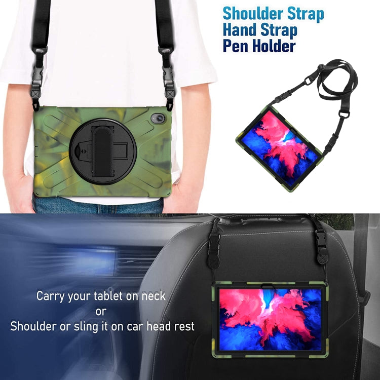 For Lenovo Tab P11 TB-J606F / Pad 11 Plus 2021 Shockproof Colorful Silicone + PC Protective Case with Holder & Hand Strap & Shoulder Strap