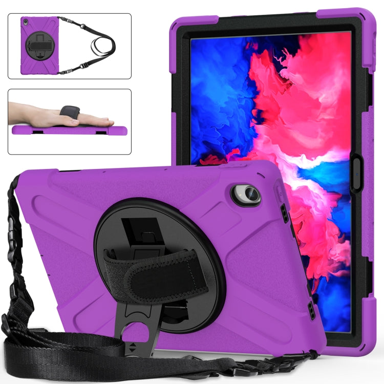 For Lenovo Tab P11 TB-J606F / Pad 11 Plus 2021 Shockproof Colorful Silicone + PC Protective Case with Holder & Hand Strap & Shoulder Strap