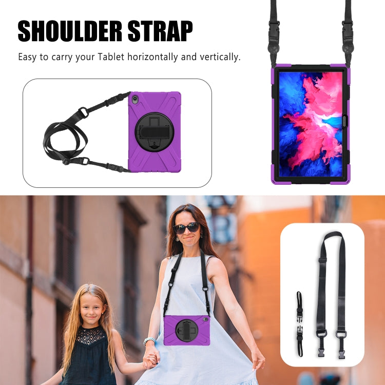 For Lenovo Tab P11 TB-J606F / Pad 11 Plus 2021 Shockproof Colorful Silicone + PC Protective Case with Holder & Hand Strap & Shoulder Strap
