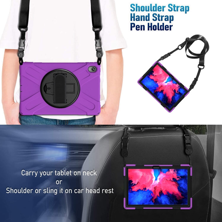 For Lenovo Tab P11 TB-J606F / Pad 11 Plus 2021 Shockproof Colorful Silicone + PC Protective Case with Holder & Hand Strap & Shoulder Strap