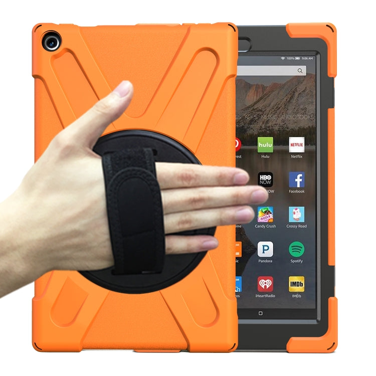 For Amazon Kindle Fire HD10 2019 / 2018 / 2017 Shockproof Colorful Silicone + PC Protective Case with Holder & Hand Strap & Shoulder Strap