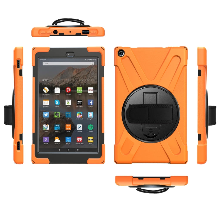 For Amazon Kindle Fire HD10 2019 / 2018 / 2017 Shockproof Colorful Silicone + PC Protective Case with Holder & Hand Strap & Shoulder Strap