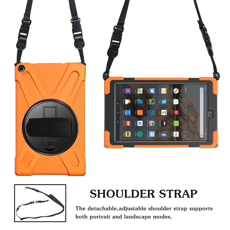 For Amazon Kindle Fire HD10 2019 / 2018 / 2017 Shockproof Colorful Silicone + PC Protective Case with Holder & Hand Strap & Shoulder Strap