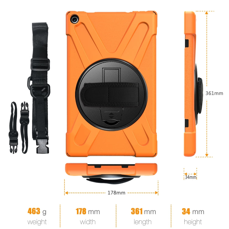 For Amazon Kindle Fire HD10 2019 / 2018 / 2017 Shockproof Colorful Silicone + PC Protective Case with Holder & Hand Strap & Shoulder Strap