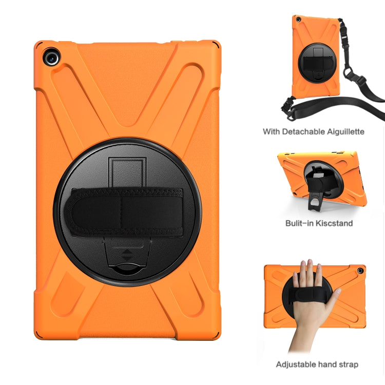For Amazon Kindle Fire HD10 2019 / 2018 / 2017 Shockproof Colorful Silicone + PC Protective Case with Holder & Hand Strap & Shoulder Strap