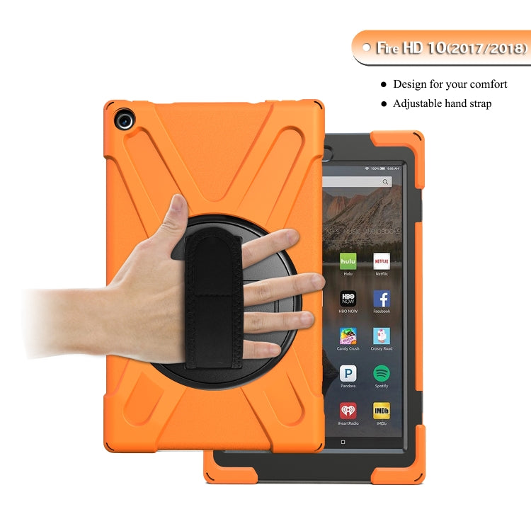 For Amazon Kindle Fire HD10 2019 / 2018 / 2017 Shockproof Colorful Silicone + PC Protective Case with Holder & Hand Strap & Shoulder Strap