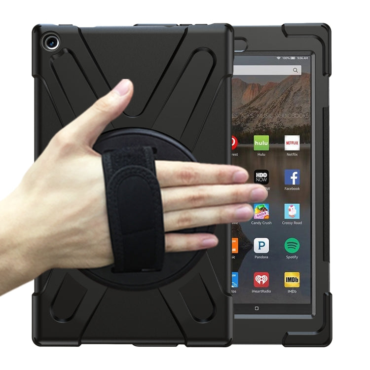 For Amazon Kindle Fire HD10 2019 / 2018 / 2017 Shockproof Colorful Silicone + PC Protective Case with Holder & Hand Strap & Shoulder Strap